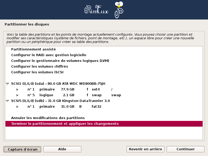 Fichier:Primtux2-install-06 partitionner terminer.png
